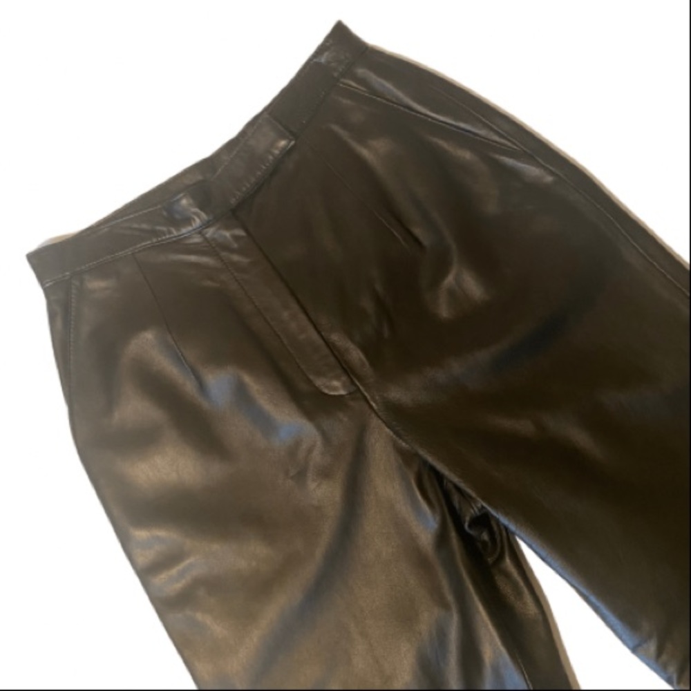 High waisted Black Leather Pants - Size 6 Petite